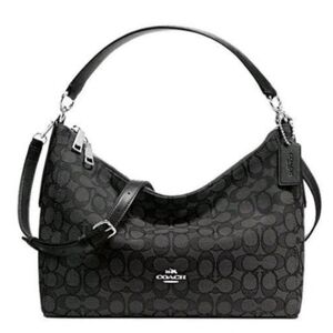 Y2K-Inspired  Coach Signature Jacquard  Hobo Shoulder Bag – Black/Gray – NWT